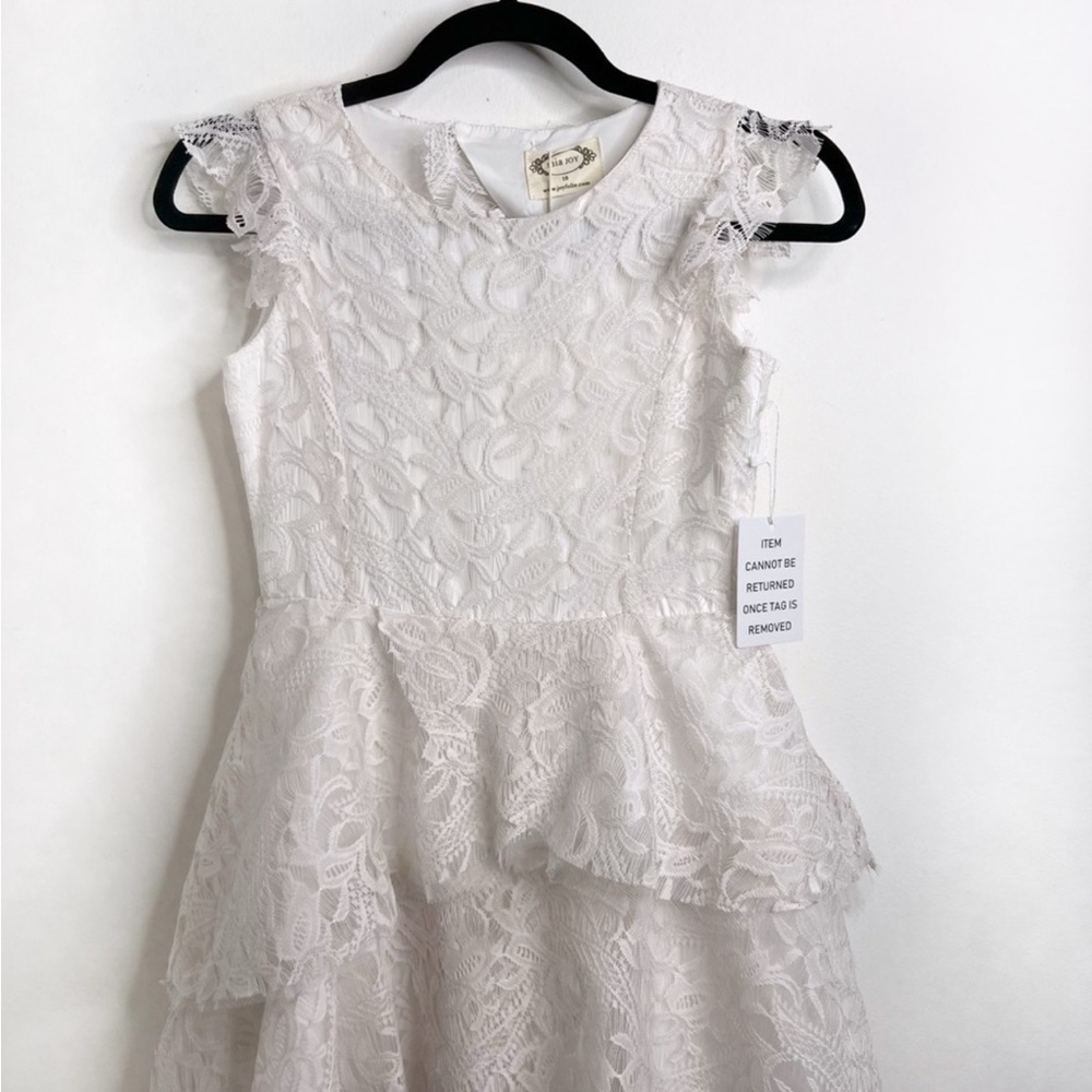 Joyfolie Azalea Lace Tiered Full Length Dress in Cream NWT - Picture 6 of 16